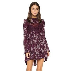 Free People Sweet Thing Paisley Tunic Dress - Wine Combo